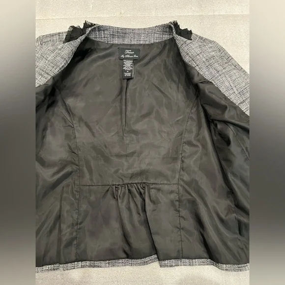 [US M]Frenz Chic Gray and Black Linen Blend Tweed Lace Jacket Hook Eye VTG - Picture 6 of 10